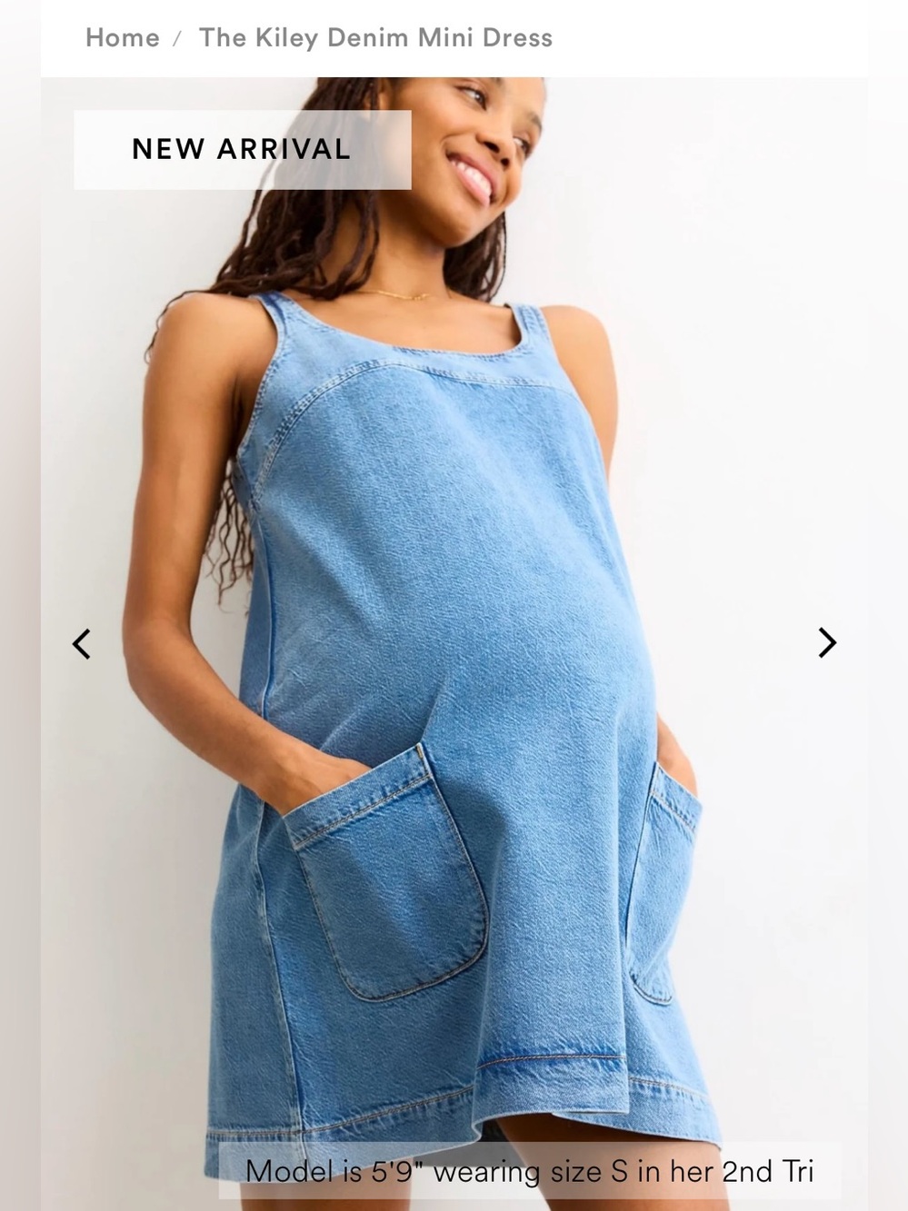 HATCH the Kiley denim mini dress pinafore maternity dress size large 3